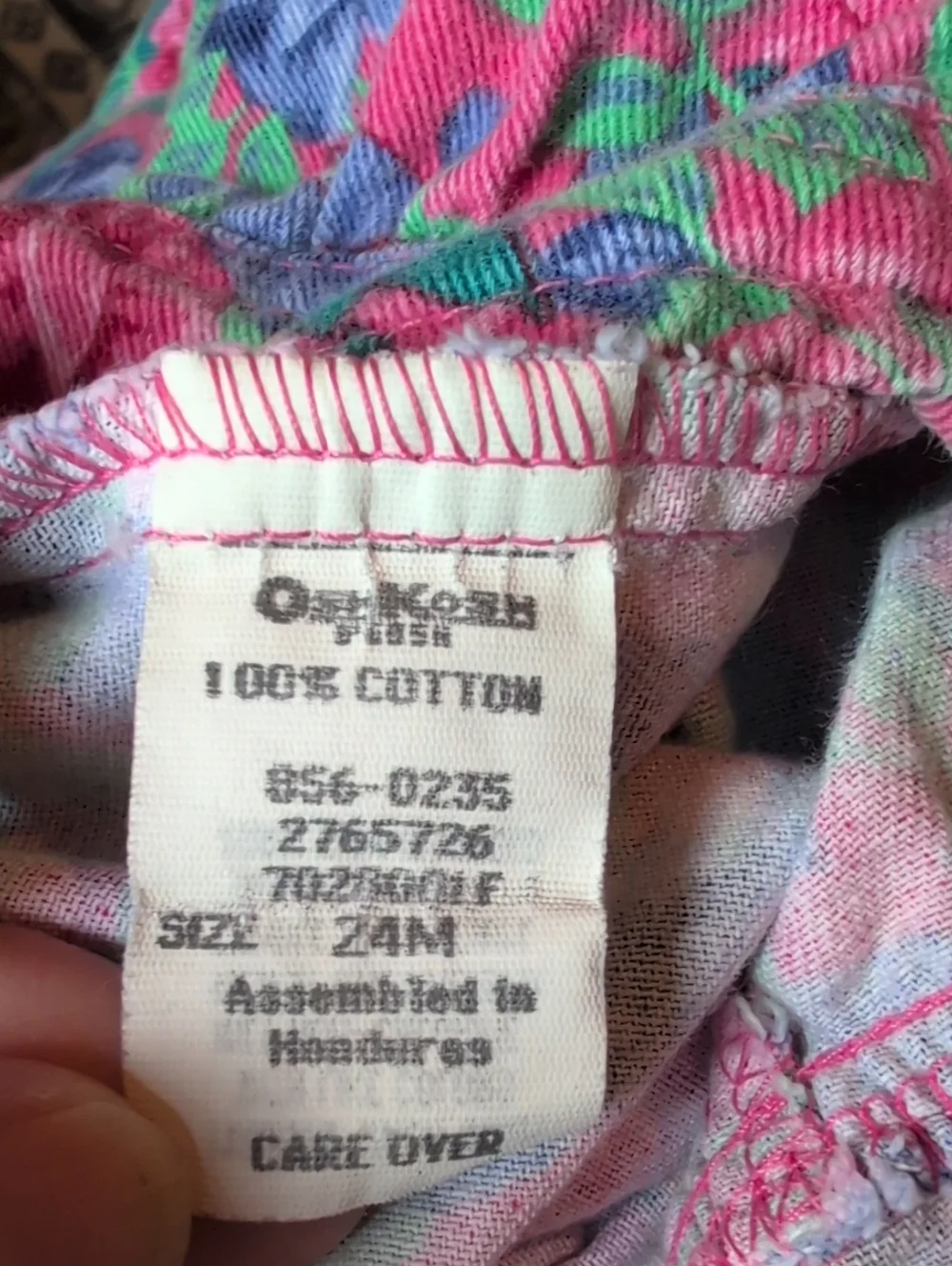 Vintage OshKosh B'gosh Pink Floral Cotton Kids Vestbak Overalls Sz. 24 Months